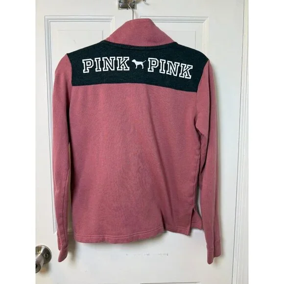 Victoria's Secret Pink Women's Mauve Pink 1/4 Zip Pullover Sweatshirt Size XS - Picture 6 of 12